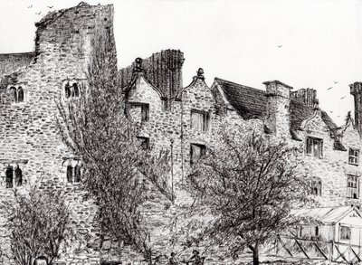 Linnan raunio Hay on Wye, 2007, (muste paperille) tekijältä Vincent Alexander Booth