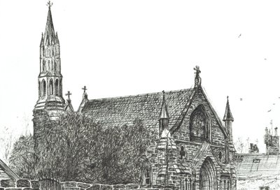 Church at Stonehaven, Skotlanti, 2007, (muste paperille) tekijältä Vincent Alexander Booth