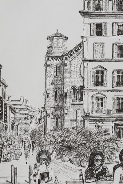 Hotel 5 ja Notre Dame Cannes, 2014, (muste paperille) tekijältä Vincent Alexander Booth