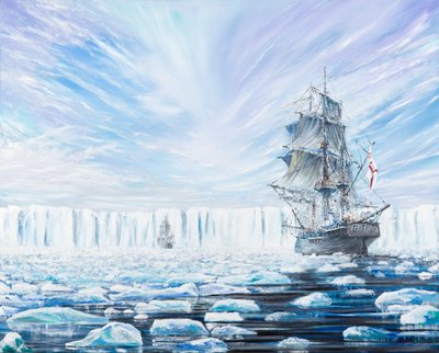 James Clark Ross löytää Etelämantereen jäähyllyn tammikuussa 1841, 2016, tekijältä Vincent Alexander Booth