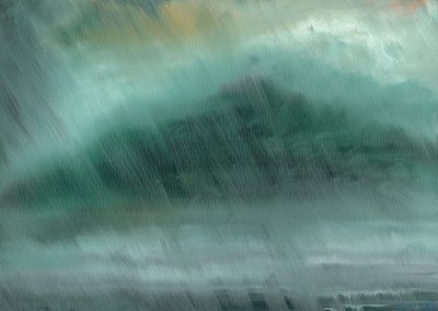 Vuoristosade, 2017, (öljy kankaalle) tekijältä Vincent Alexander Booth