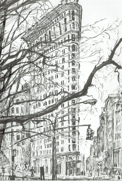 New York Flat Iron Building, 2003, (muste paperille) tekijältä Vincent Alexander Booth