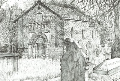 Old Church, Prestbury, 2009, (muste paperille) tekijältä Vincent Alexander Booth