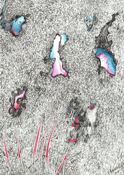 Paleheads, 2017, (muste paperille) tekijältä Vincent Alexander Booth