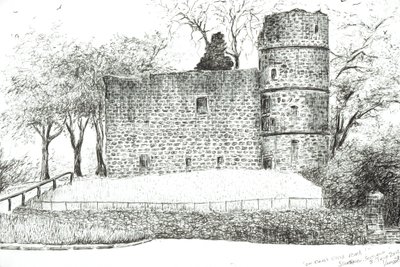 Ruin at Strathaven, 2012, (muste paperille) tekijältä Vincent Alexander Booth