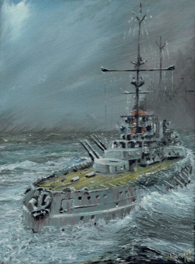 SMS Friedrich der Grosse Jyllannissa 1916, 2016, (öljy kankaalle) tekijältä Vincent Alexander Booth