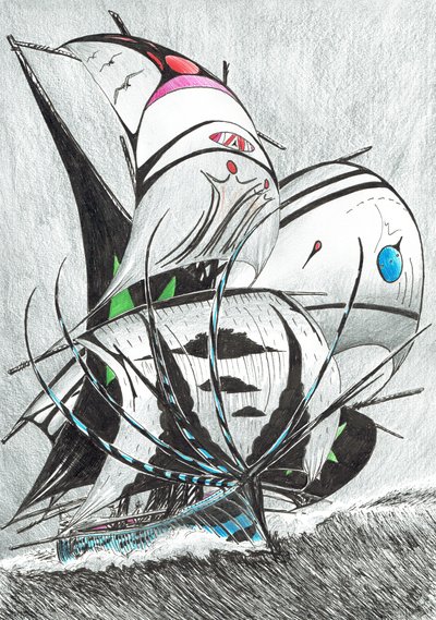 Storm Creators Andamaanienmeri, 2017, (muste paperille) tekijältä Vincent Alexander Booth