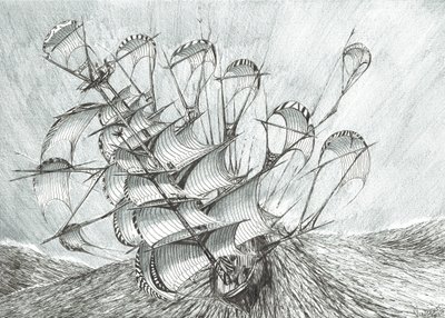 Storm Creators Etelä-Kiinan meri, 2017, (muste paperille) tekijältä Vincent Alexander Booth