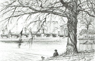 Charles-joki, Boston. 2003, (muste paperille) tekijältä Vincent Alexander Booth