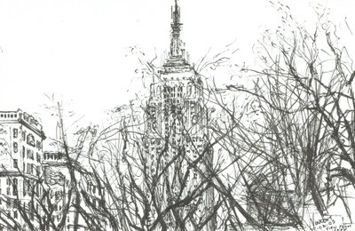 Näkymä New Yorkin kahvilasta, 2003, (Tussi paperille) tekijältä Vincent Alexander Booth