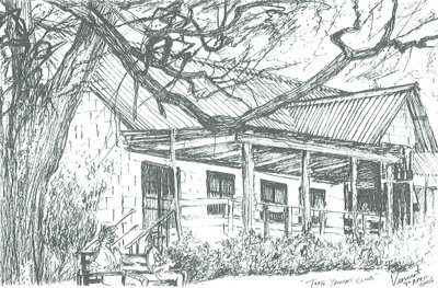 Yacht club Lake Naivasha;Kenya; 2006; (mustetta paperille) tekijältä Vincent Alexander Booth