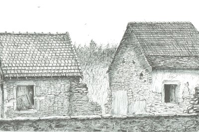 talo lähellä Ranskan ja Sveitsin rajaa, 2008; (mustetta paperille) tekijältä Vincent Alexander Booth