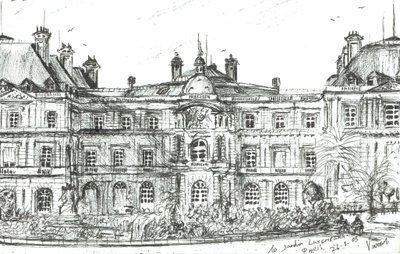 The Jardin Luxembourg Paris, 2003, (muste paperille) tekijältä Vincent Alexander Booth