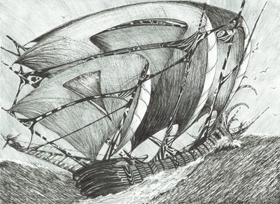 myrskyntekijät Azovin meri, 2017, (muste paperille) tekijältä Vincent Alexander Booth