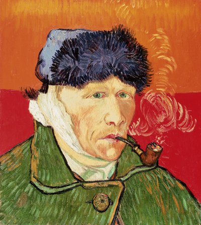 Omakuva sidottu korva ja piippu, 1889. tekijältä Vincent van Gogh