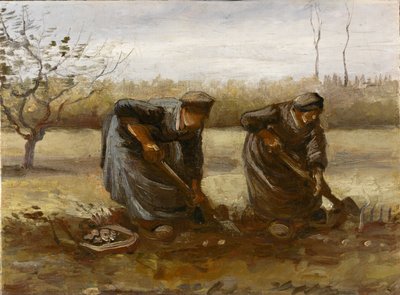 Kaksi talonpojan naista kaivamassa perunoita, 1885. tekijältä Vincent van Gogh