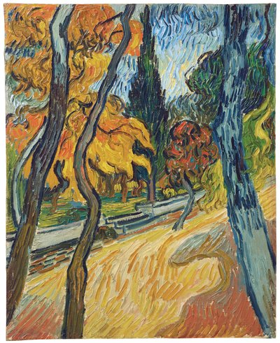 Puut turvapaikan puutarhassa, 1889 tekijältä Vincent van Gogh