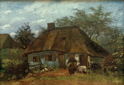 Bauernhaus und Frau mit Ziege tekijältä Vincent van Gogh