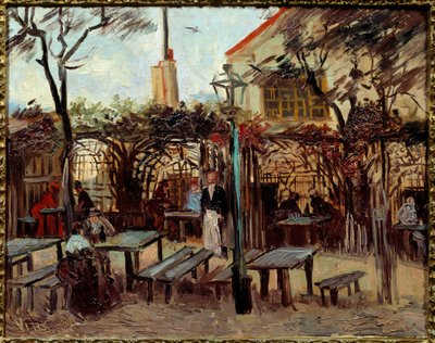 Guinguette Montmartressa: "Le Billard En Bois":sta tuli "La Bonne Franquette"". Vincent Van Goghin (1853-1890) maalaus (ec.holl.) 1886 Su. 0,49 x 0,64 m Pariisi, Orsay-museo tekijältä Vincent van Gogh