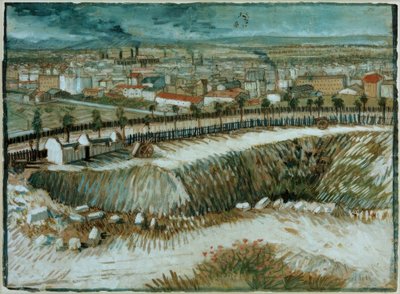 Teollinen maisema - Pariisin laitamilla lähellä Montmartrea tekijältä Vincent van Gogh