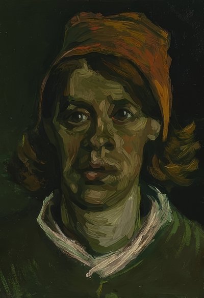 Naisen pää. Nuenen, huhtikuu 1885 tekijältä Vincent van Gogh