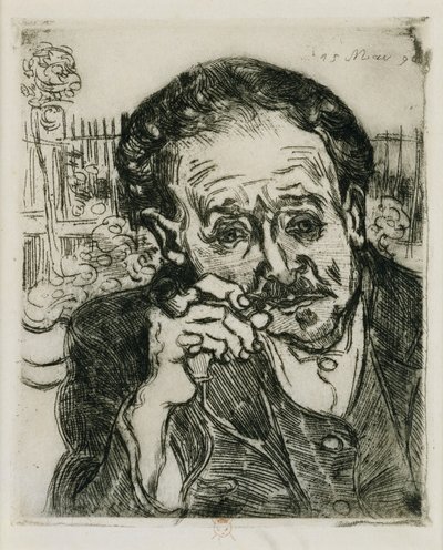 Mies putken kanssa: Tohtori Gachetin muotokuva; Mies piipun kanssa: Tohtori Gachetin muotokuva, 1890 tekijältä Vincent van Gogh