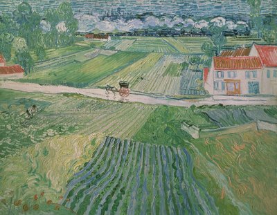 Maisema Auversissa sateen jälkeen (maisema vaunujen ja junan kanssa) tekijältä Vincent van Gogh