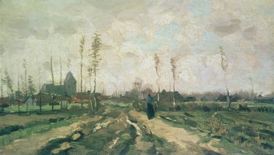 Maisema kirkoineen ja taloineen, Nuenen, 1885 tekijältä Vincent van Gogh