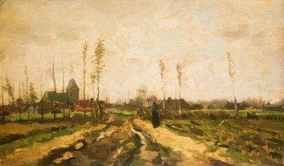 Maisema kirkon ja talojen kanssa tekijältä Vincent van Gogh