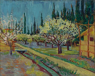 Sypressien reunustama hedelmätarha tekijältä Vincent van Gogh