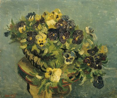 ""Orvokkikori"" (Basket of orvoks) Vincent van Goghin (1853-1890) maalaus 1886 Koko 46x55,5 cm cm Van Goghin museo, Amsterdam tekijältä Vincent van Gogh
