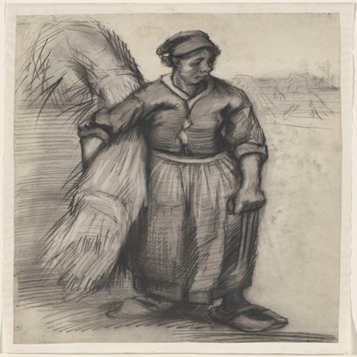 Viljalyhdettä kantava talonpoikaisnainen edestä nähtynä tekijältä Vincent van Gogh