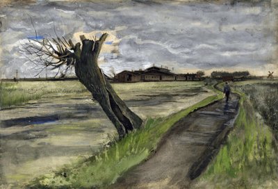 Pollard Willow (saule tetard) par Gogh, Vincent, van (1853-1890). Lyijykynä, akvarelli, guassi, muste paperille, koko: 38x55,8 tekijältä Vincent van Gogh