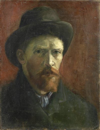 Omakuva huopahatulla par Gogh, Vincent, pakettiauto (1853-1890). Öljy kankaalle, koko: 41,5x32,5 tekijältä Vincent van Gogh