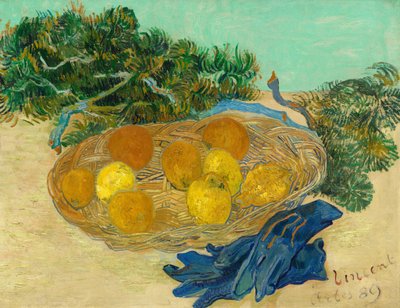 Appelsiinien ja sitruunoiden asetelma sinisillä hanskoilla, 1889. tekijältä Vincent van Gogh