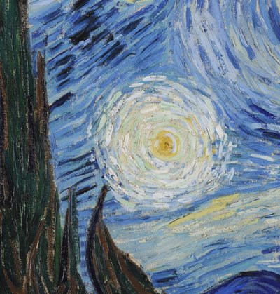Tähtiyö, kesäkuu 1889 (öljy kankaalle) (yksityiskohta numerosta 702746) tekijältä Vincent van Gogh