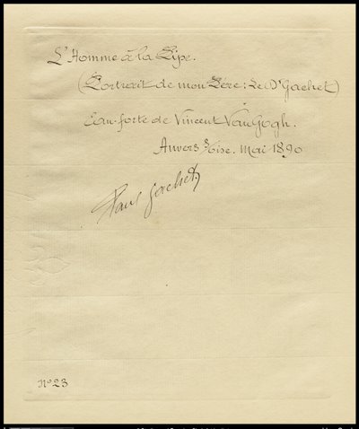 Verso miehestä, joka polttaa piippua: Muotokuva tohtori Gachetsta, 1890 tekijältä Vincent van Gogh