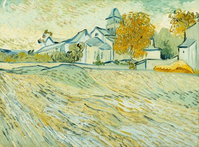 Näkymä Asylumille ja Saint-Remy-kappelille; Näkymä Saint-Remyn turvapaikalle ja kappelille, 1889 tekijältä Vincent van Gogh