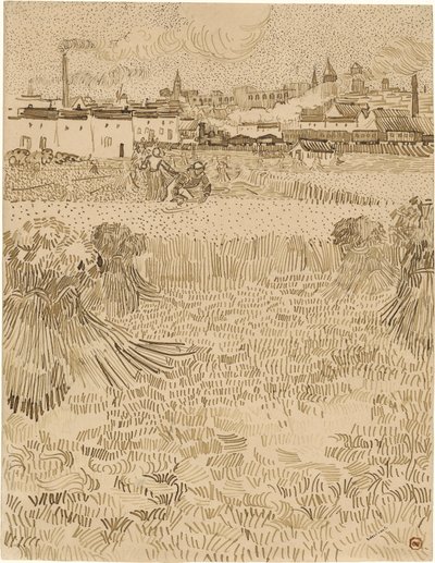 Arles. Näkymä vehnäpelloilta (1888) tekijältä Vincent van Gogh
