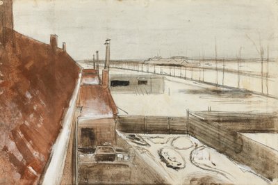 Näkymä Vincents -studion ikkunasta talvella II (1883) tekijältä Vincent van Gogh