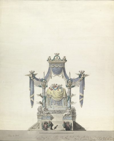 Katafalkki Venäjän keisarinna Katariina Suurelle Front Elevation., 1796. tekijältä Vincenzo Brenna