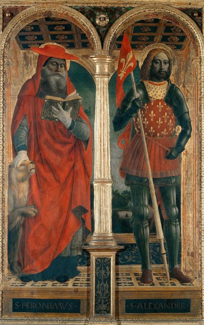 Pyhät Hieronymus ja Aleksanteri. Polyptyykki Santa Maria delle Graziesta, 1500-1505. tekijältä Vincenzo Foppa