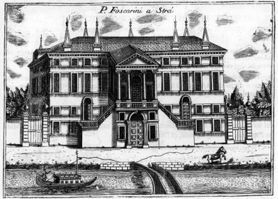 Palazzo (Palazzo) Foscarini Strassa lähellä Venetsiaa. Vincenzo Coronellin (1650-1718) teoksessa "Venetsia singularity". tekijältä Vincenzo Maria Coronelli