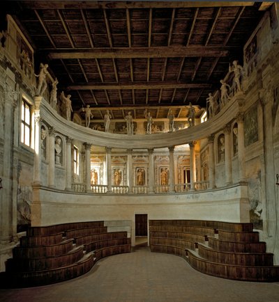 Renessanssiarkkitehtuuri: näkymä olympiateatteriin (teatro olimpico), jonka on suunnitellut arkkitehti Vincenzo Scamozzi (1552-1616) 1588-1590 Sabbioneta, Italia tekijältä Vincenzo Scamozzi