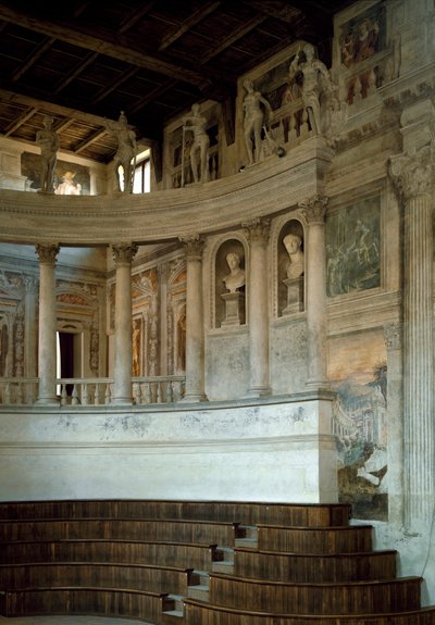 Renessanssiarkkitehtuuri: näkymä olympiateatteriin (teatro olimpico), jonka on suunnitellut arkkitehti Vincenzo Scamozzi (1552-1616) 1588-1590 Sabbioneta, Italia tekijältä Vincenzo Scamozzi