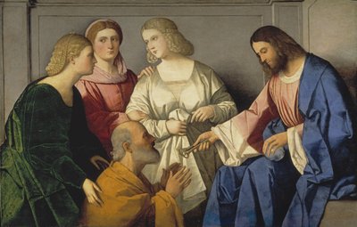Kristus antaa avaimet Pyhälle Pietarille tekijältä Vincenzo di Biagio Catena
