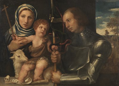 Infant Saint John naispuolisen pyhän ja soturipyhän kanssa, 1510-20 tekijältä Vincenzo di Biagio Catena