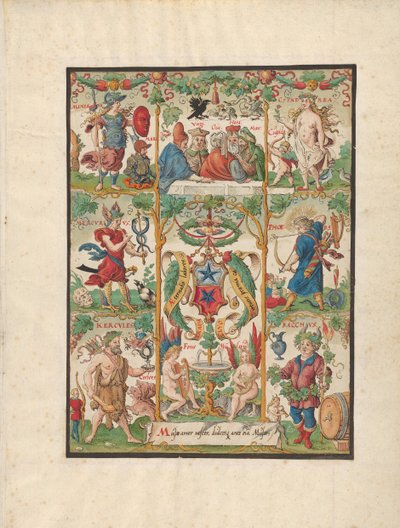 Klassinen allegoria Ochsenfelderin käsivarsilla, 1500-luvun puoliväli. tekijältä Virgil Solis
