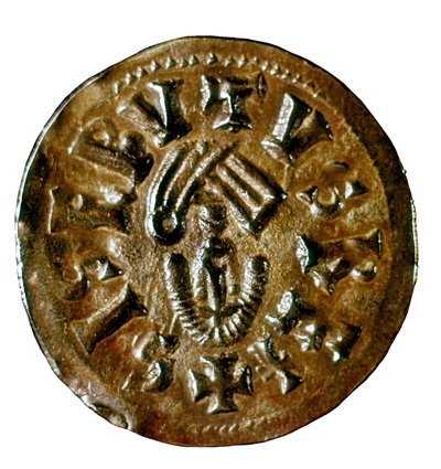 Kuningas Sisenandin Tremis (tai unssi), valettu Caesaraugustassa (Zaragoza), Espanja, 7. vuosisadalla (kolikko) tekijältä Visigothic