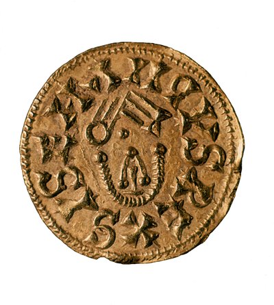 Kuningas Sisenandin tremissis (tai trieenit), valettu Tarracossa, Espanjassa, 7. vuosisadalla (kolikko) tekijältä Visigothic